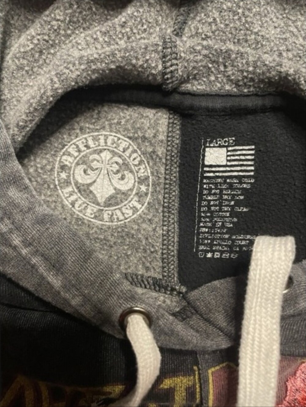 Affliction Live Fast Embroidered Rose Hoodie L - Picture 5 of 7